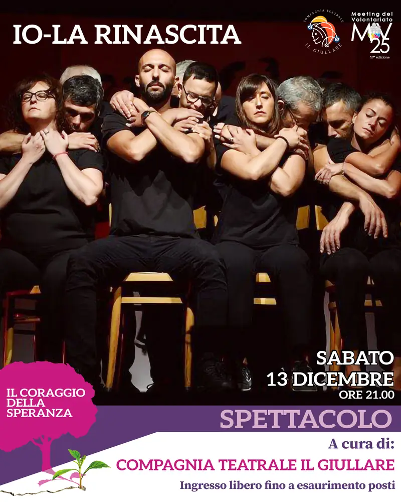 Banner dello spettacolo «Io-La Rinascita» del Meeting del Volontariato 2025.